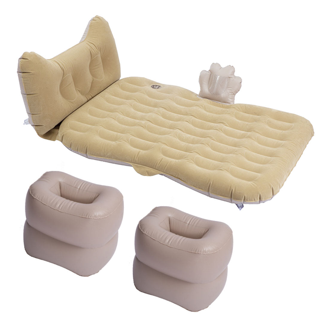SOGA 2X Beige Honeycomb Inflatable Car Mattress Portable Camping Air Bed Travel Sleeping Kit Essentials