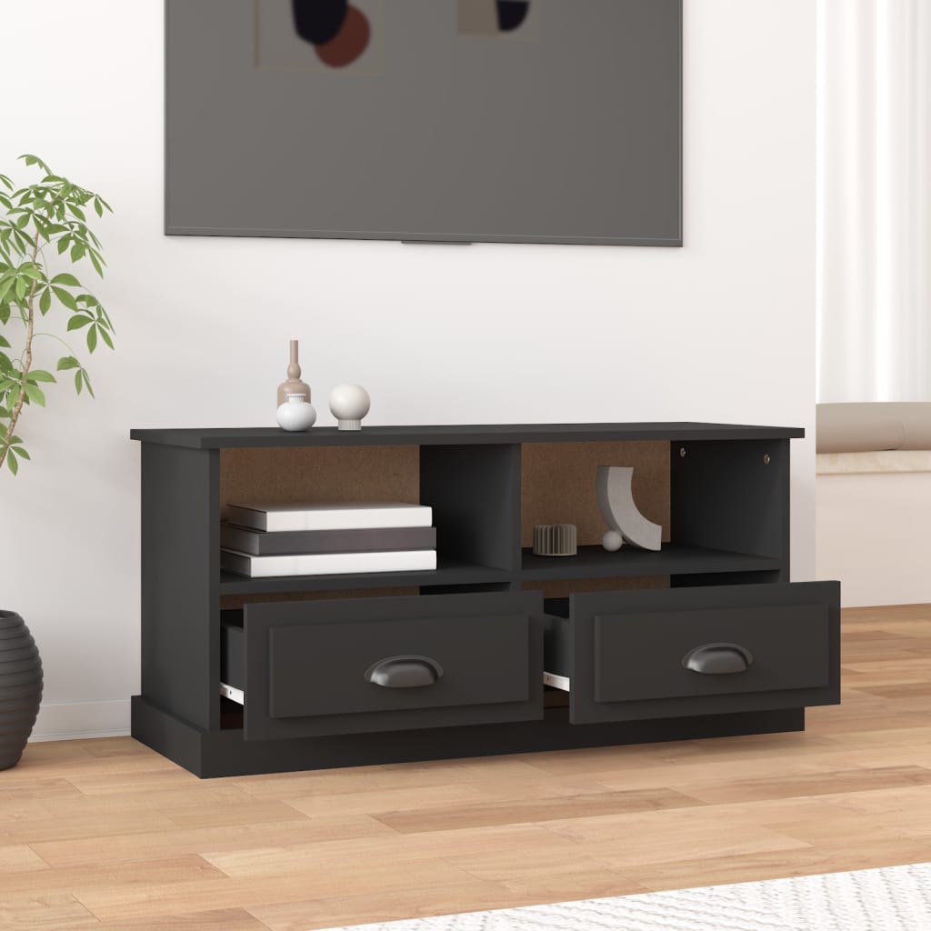 NNEVL TV Cabinet Black 93x35.5x45 cm Engineered Wood-2