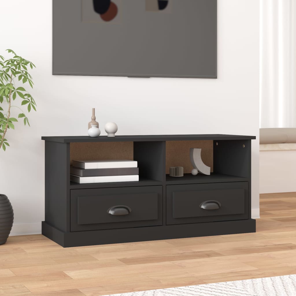 NNEVL TV Cabinet Black 93x35.5x45 cm Engineered Wood-0