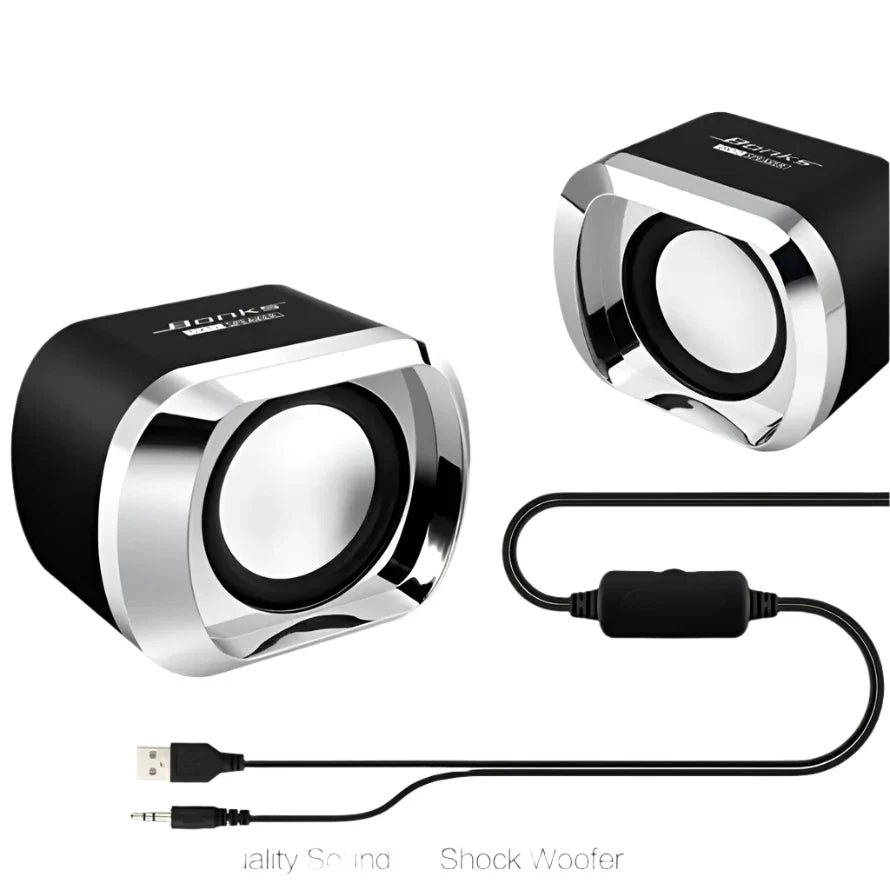 NNEOBA Portable Bass Computer Speakers with Subwoofer (Black)