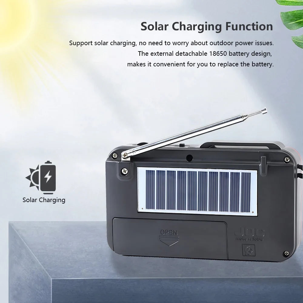 NNEOBA Portable Solar FM Radio Bluetooth Speaker Black