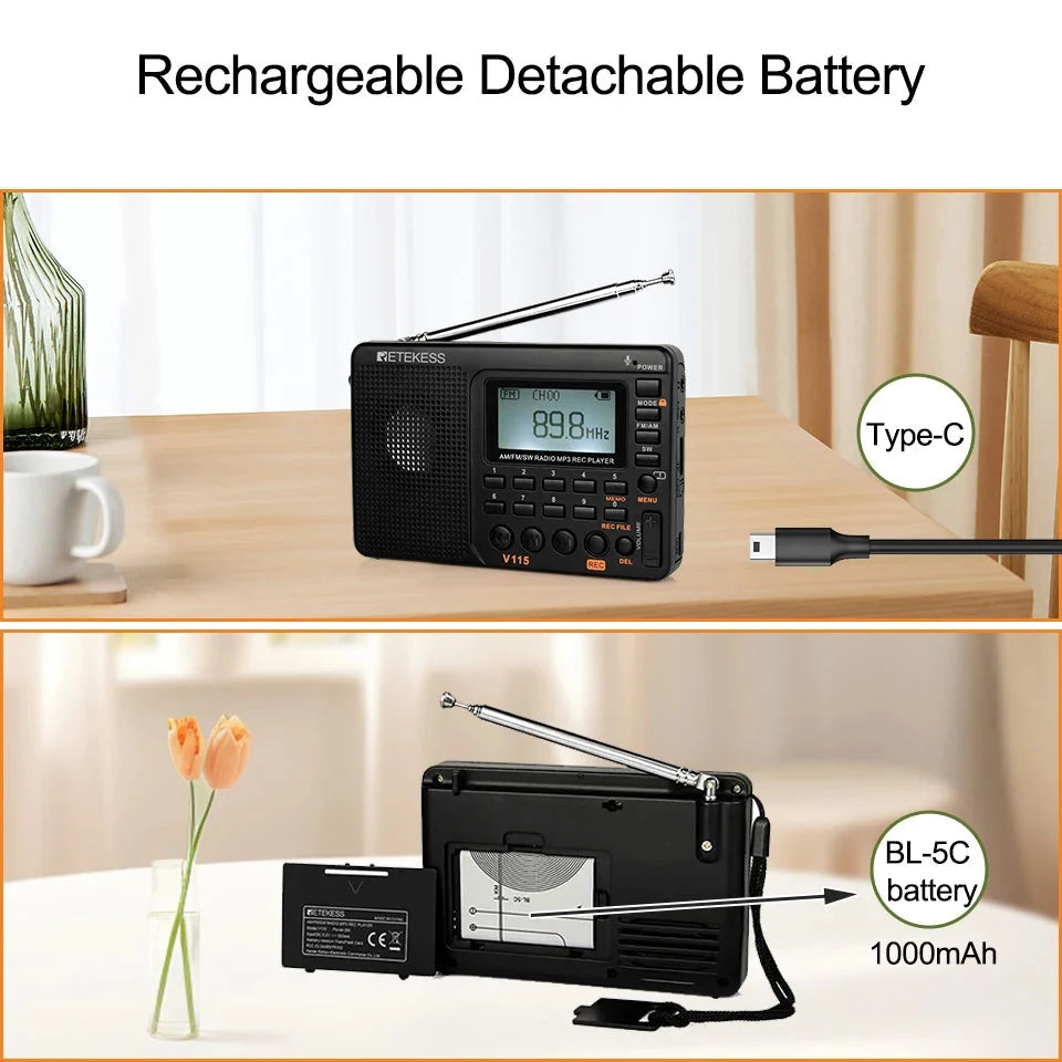 NNEOBA Multi-Band Digital Radio Black