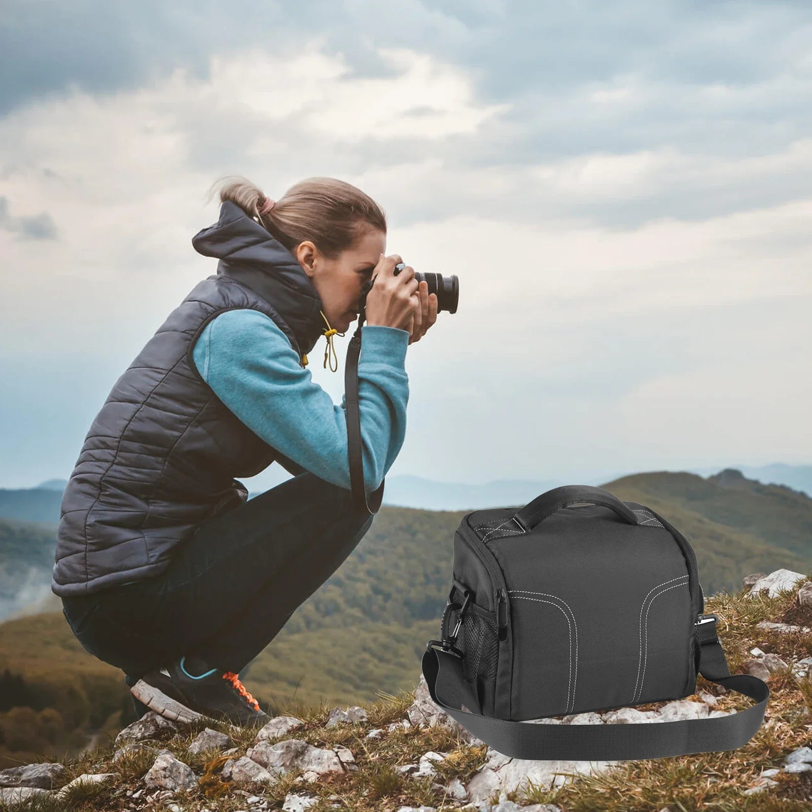 NNEOBA Camera Shoulder Bag Travel Case Black