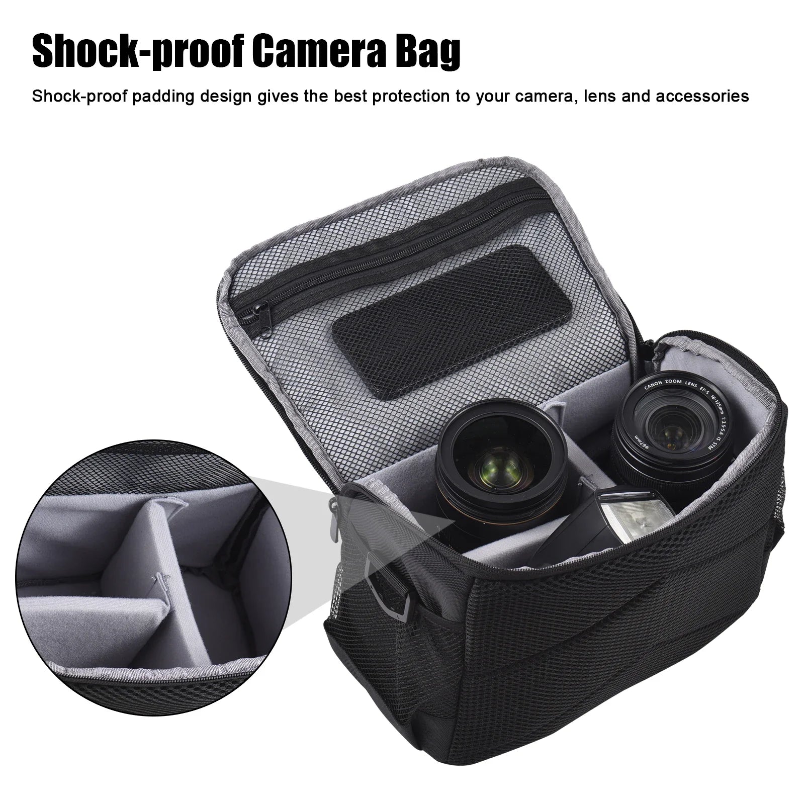 NNEOBA Camera Shoulder Bag Travel Case Black