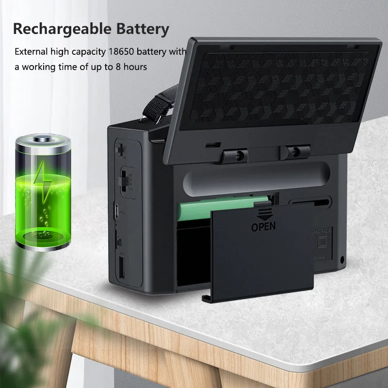 NNEOBA Rechargeable High-Sensitivity Radio Black