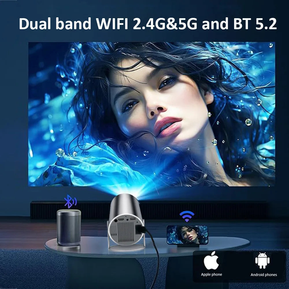 NNEOBA HD 4K-Supported Android LED Projector Black-3