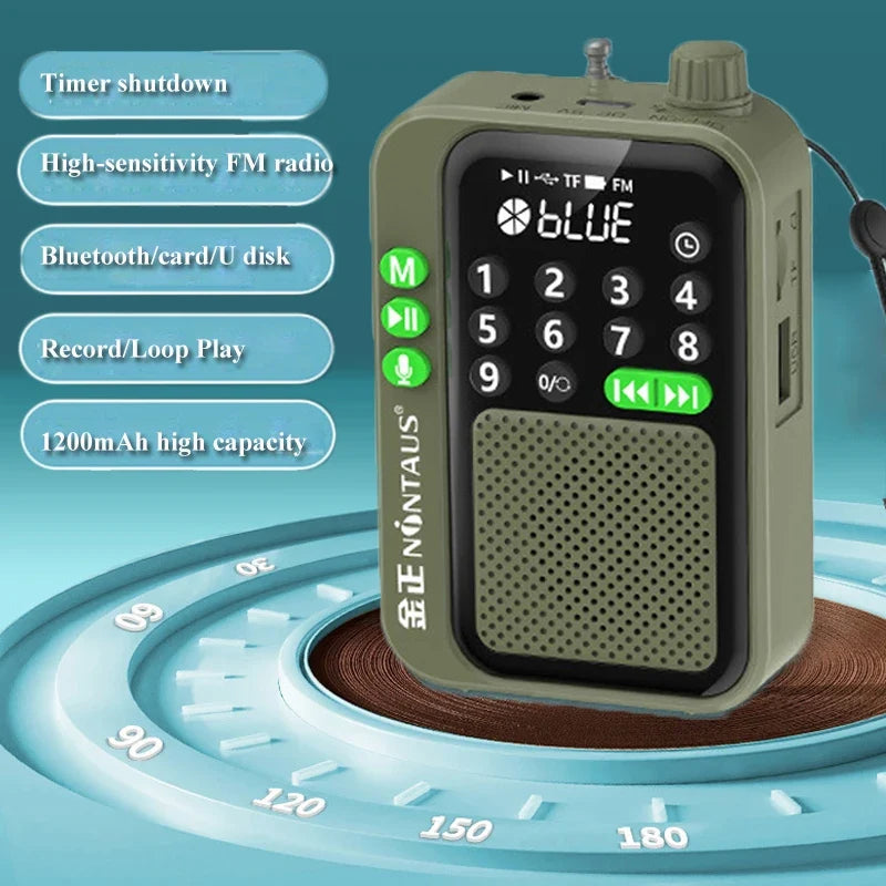 NNEOBA Pocket FM Radio Bluetooth Speaker Green-1