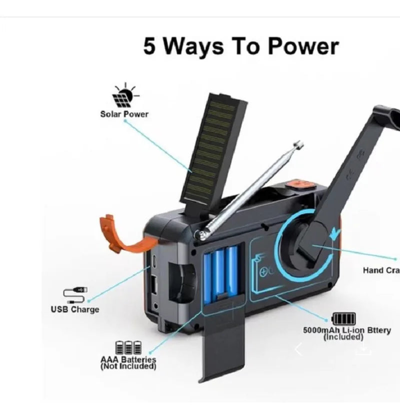 NNEOBA Digital Solar Emergency Radio Black