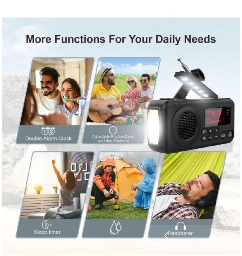 NNEOBA Digital Solar Emergency Radio Black