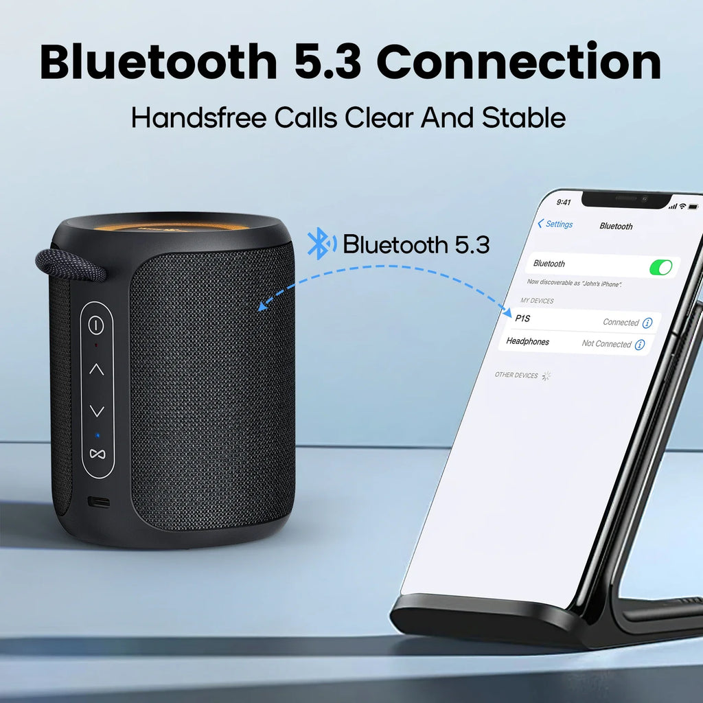 NNEOBA Outdoor Bluetooth Speaker Waterproof with Bass Boost (Black)-3