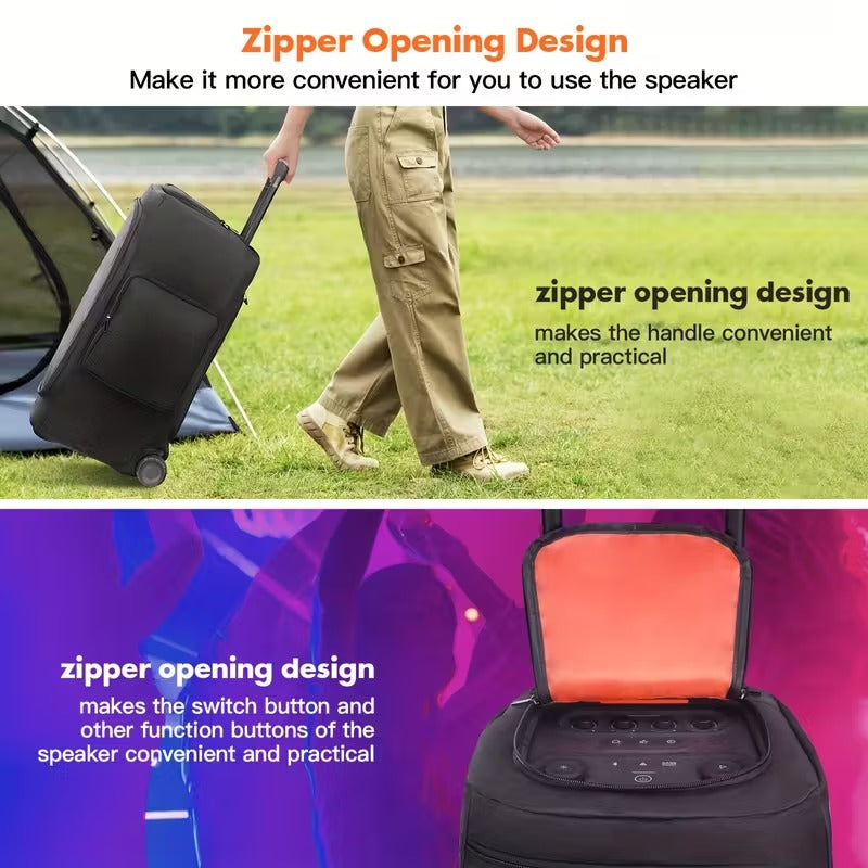 NNETM Fabric Speaker Cover with Zipper Storage Bag-1